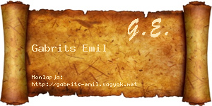 Gabrits Emil névjegykártya